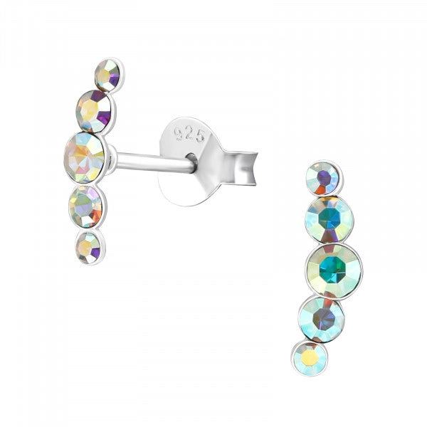 Sterling Silver Crystal Climbers – Playful Pastel Ear Studs