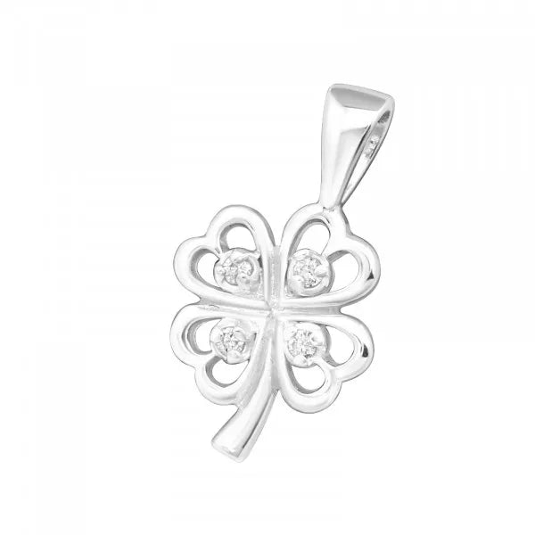 Sterling Silver Four-Leaf Clover Necklace – Lucky, Sparkling & Gift-Ready (18″ / 20″ / 22″)
