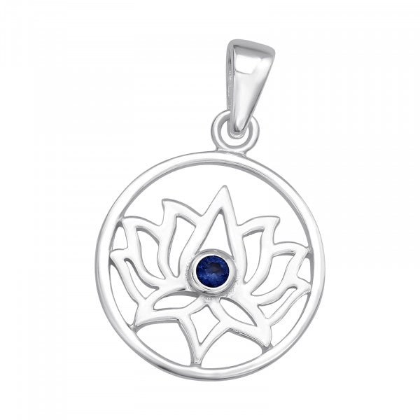 Sterling Silver Lotus Necklace with Blue Gem – Calm, Elegant & Meaningful (18″ / 20″ / 22″)