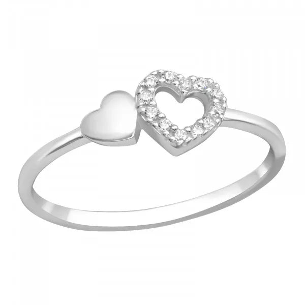 Sterling Silver Double Heart Ring – Cute, Sparkly & Gift-Ready