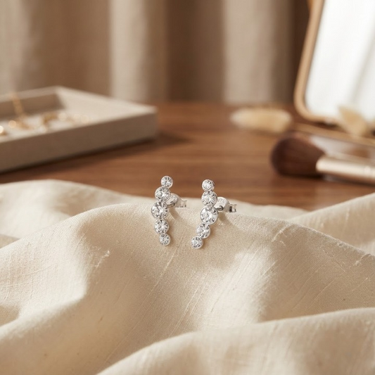 Sterling Silver Crystal Climbers – Playful Pastel Ear Studs