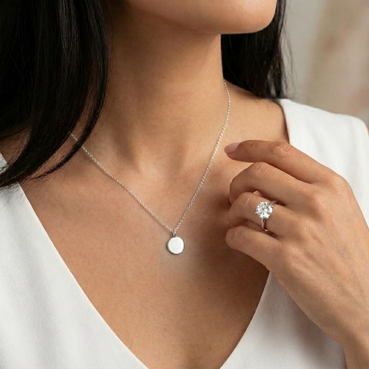 Personalized Sterling Silver Disc Necklace – Minimal, Elegant
