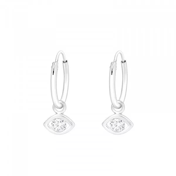 Silver Evil Eye Mini Hoop Earrings – Minimal Protective Charm
