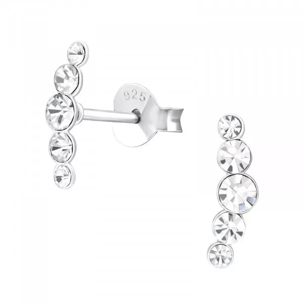 Sterling Silver Crystal Climbers – Playful Pastel Ear Studs