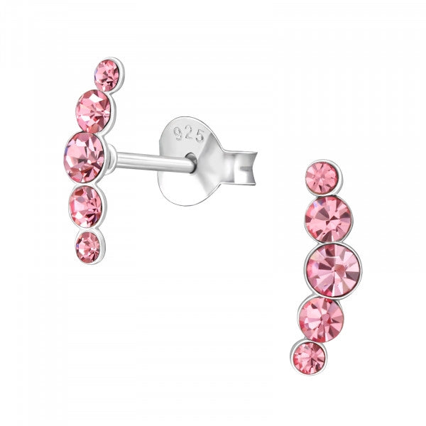Sterling Silver Crystal Climbers – Playful Pastel Ear Studs