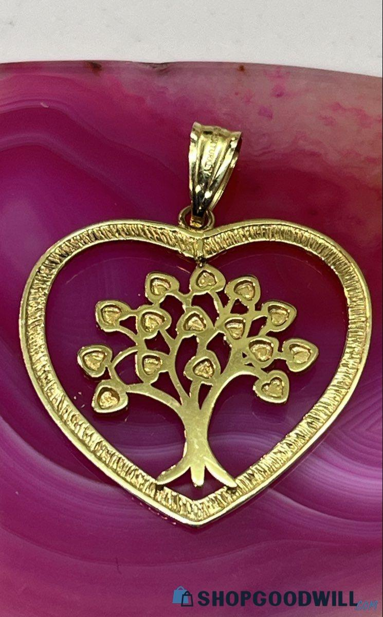 The Anatolia 14K tri-color gold Tree of Life pendant — real back view
