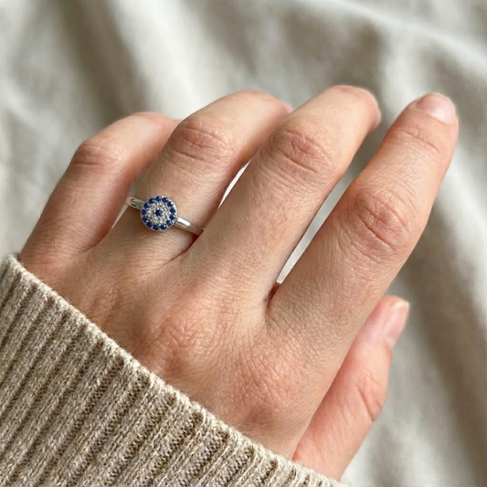 Evil Eye Sapphire Ring (Sterling Silver 925)