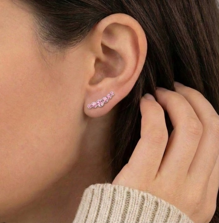 Sterling Silver Crystal Climbers – Playful Pastel Ear Studs