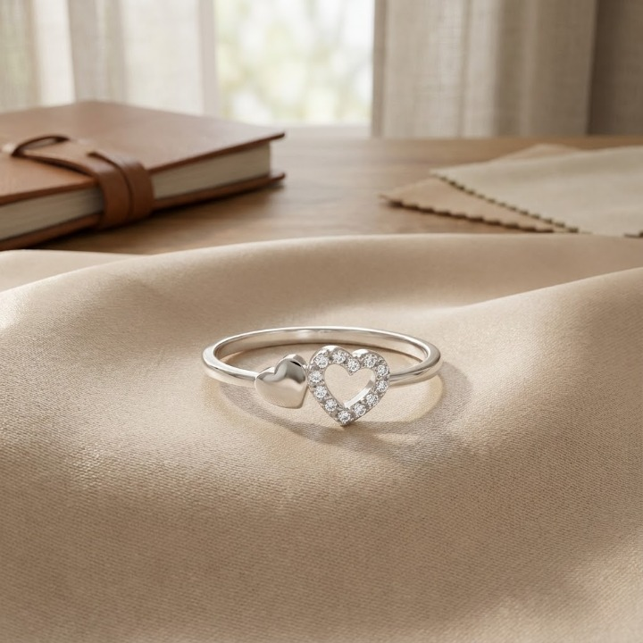 Sterling Silver Double Heart Ring – Cute, Sparkly & Gift-Ready