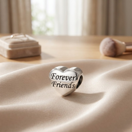 Sterling Silver “Forever Friends” Heart Charm