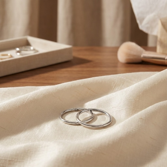 Sterling Silver Rhodium-Plated Seamless Hoops – Everyday Minimal Essential