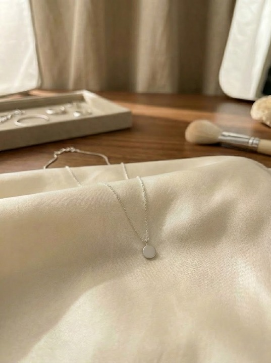 Personalized Sterling Silver Disc Necklace – Minimal, Elegant