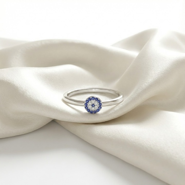 Quiet Guard — Blue Evil Eye CZ Ring