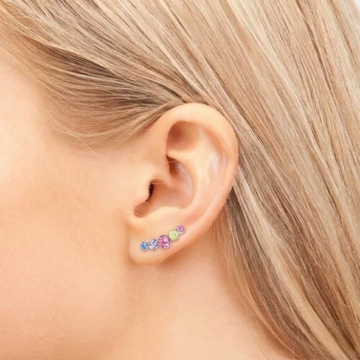 Sterling Silver Crystal Climbers – Playful Pastel Ear Studs