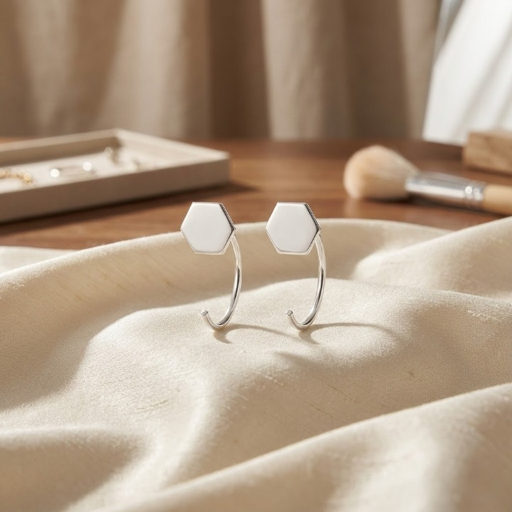 Softness with Structure — Hexagon Open Hoops